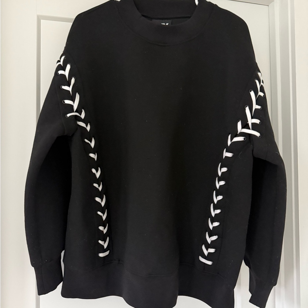 Black Sweater with White Accents